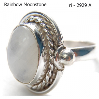 Rainbow Moonstone 925 sterling silver ring